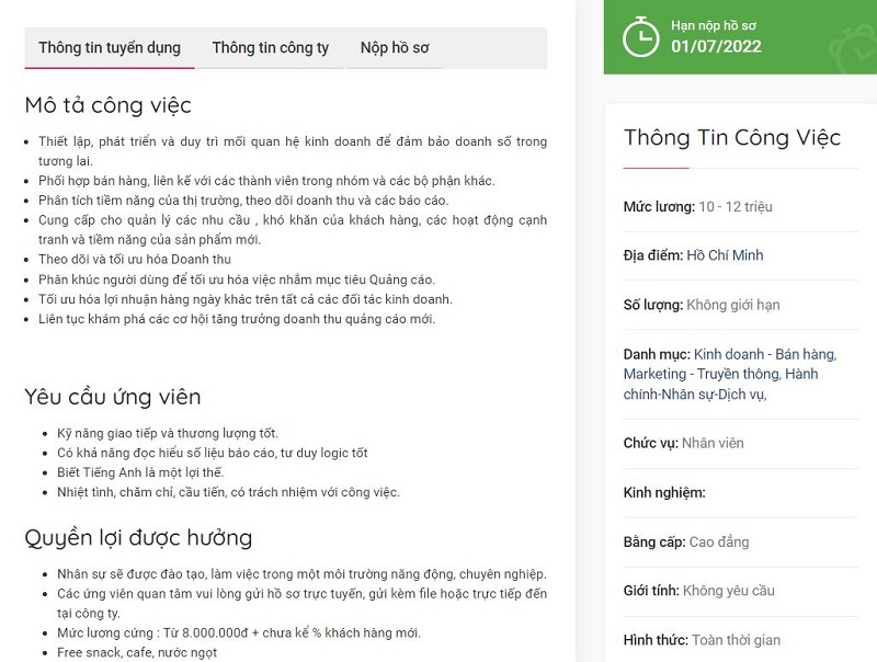 Bản mô tả mô tả công việc nhân viên kinh doanh của Puzzle Studio
