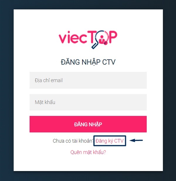 Đăng nhập tài khoản CTV viecTOP